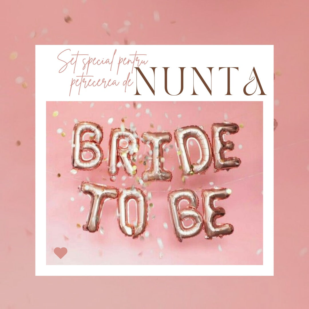 Set baloane folie nunta, Bride to be HOZRO, 340x40 cm, rose gold, Accesorii Elegante pentru Petrecerea Burlăcițelor, Nuntă sau Evenimente Tematice, Material Rezistent și Lucios HOZRO