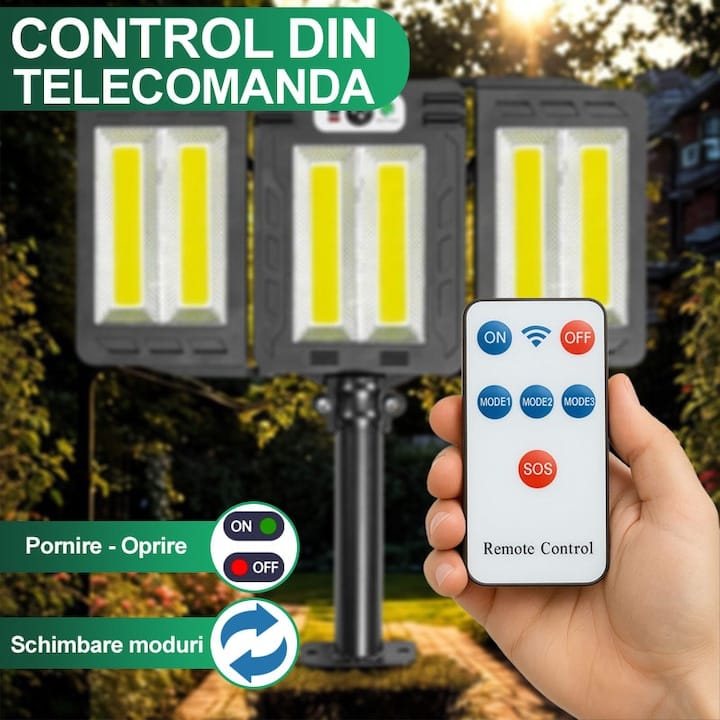 Lampă Solară de Perete HOZRO, Stradală, LED, cu Senzor de Mișcare, Model W786-2COB HOZRO
