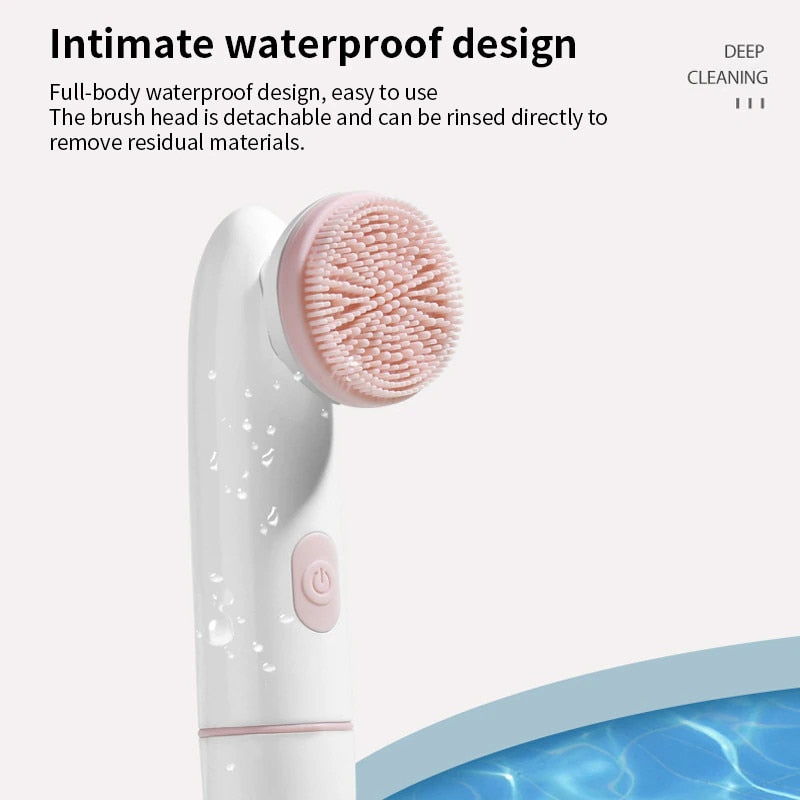 Perie electrica HOZRO cu vibratii si 2 capete interschimbabile pentru curatarea si exfolierea Tenului, Waterproof BESTSELLS