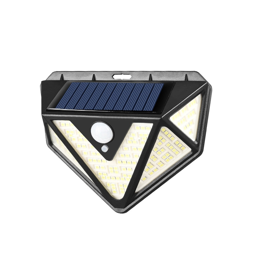 Lampa HOZRO, incarcare solara, 166 x LED SMD, senzor de miscare/lumina/stare de veghe, buton ON/OFF, CL-166, Design Modern, Negru HOZRO