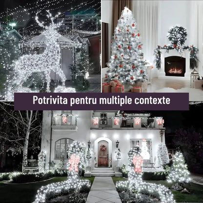 ❄️ Instalație de Crăciun Premium Hozro – 50m, Becuri Cristal, Alb Rece (Pe Rolă) HOZRO