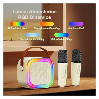 🎤 Set Karaoke Portabil Hozro: Boxă Bluetooth și 2 Microfoane Wireless – Spectacolul Începe Acasă! HOZRO