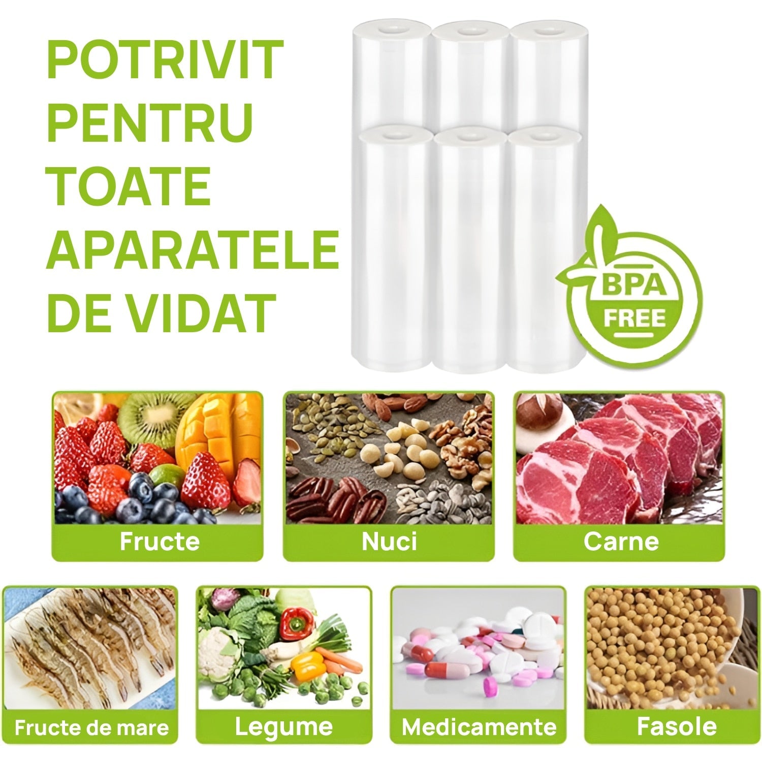 Set 100 pungi gofrate pentru aparatul de vidat, dimensiune 25 x 35 cm, gatirea Sous Vide, pentru aparat de vidat alimente, reutilizabile, rezistente, fara BPA, transparent Hozro BESTSELLS
