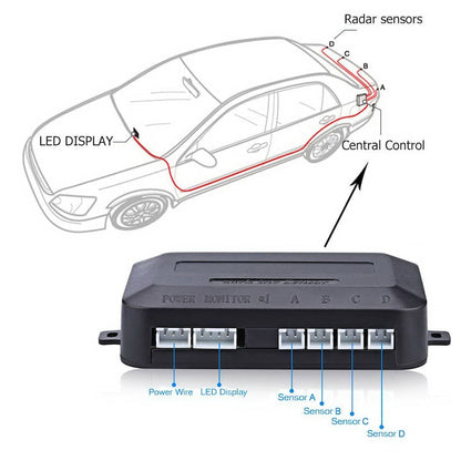 Senzori de Parcare Hozro cu 4 Receptori Gri și Display LED, cu Avertizare Sonoră – Parchează în Siguranță! HOZRO