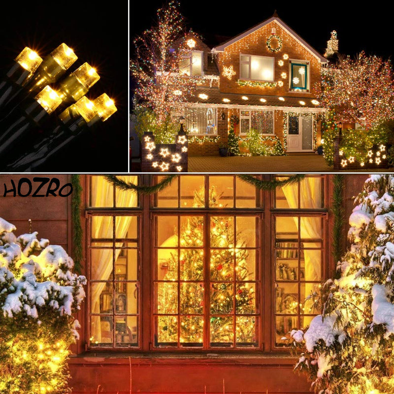 Instalatie cu Panou Solar de Craciun, HOZRO, 100 LED-uri, 10 Metri– Pentru Exterior si Interior, Economie de Energie si Atmosfera de Sarbatoare Magica HOZRO