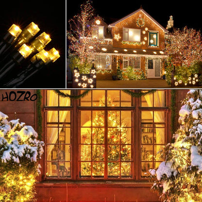 Instalatie cu Panou Solar de Craciun, HOZRO, 100 LED-uri, 10 Metri– Pentru Exterior si Interior, Economie de Energie si Atmosfera de Sarbatoare Magica HOZRO