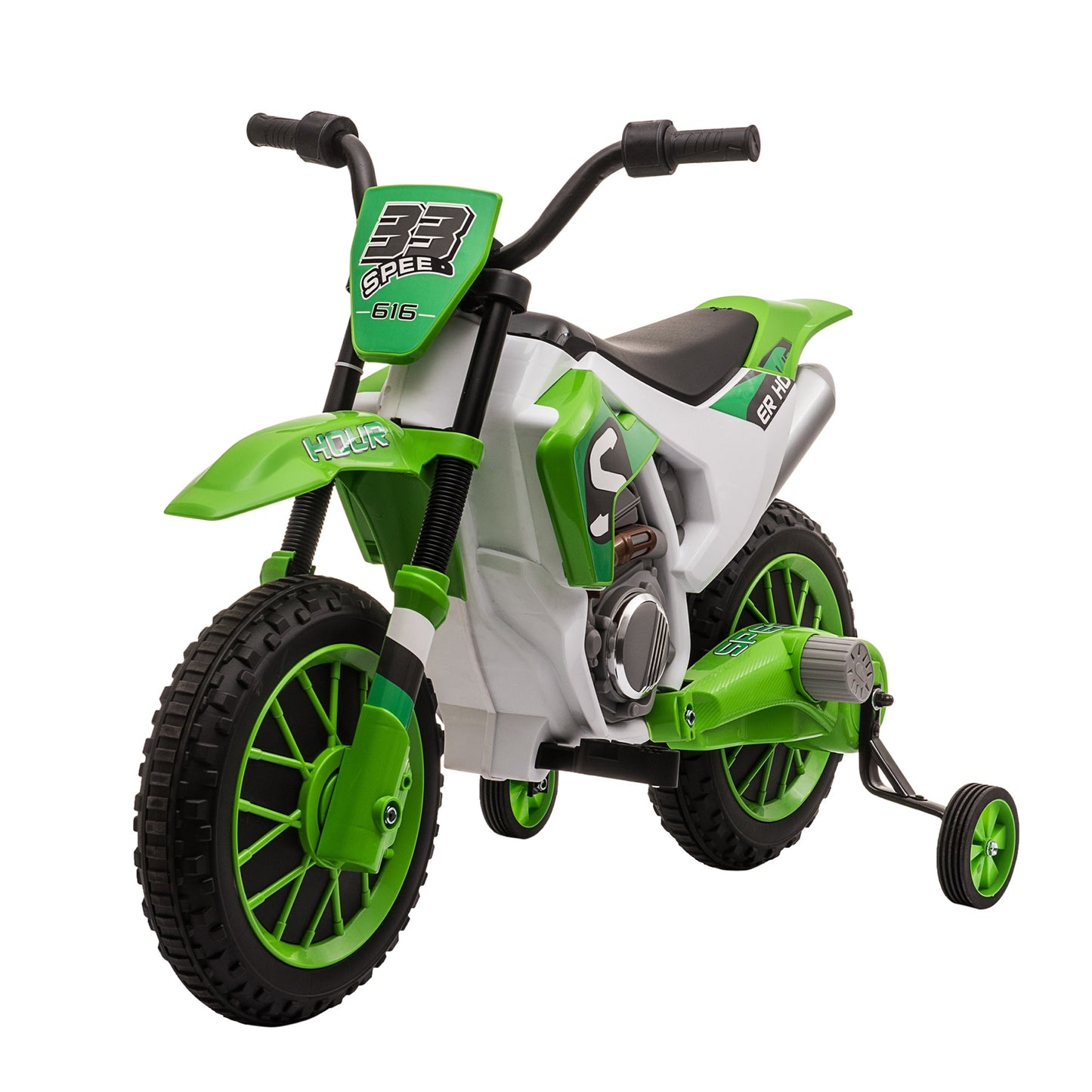 🏍️ Motocicletă Cross Electrică Hozro pentru Copii (3-5 ani), Amortizoare, Verde