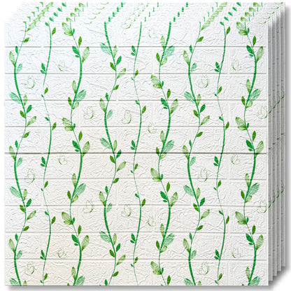 Tapet 3D Decorativ autoadeziv HOZRO, Model frunze Alb/Verde, perete/tavan, waterproof, usor de montat, design modern, 70x70 cm, alb, TAPET 105 HOZRO