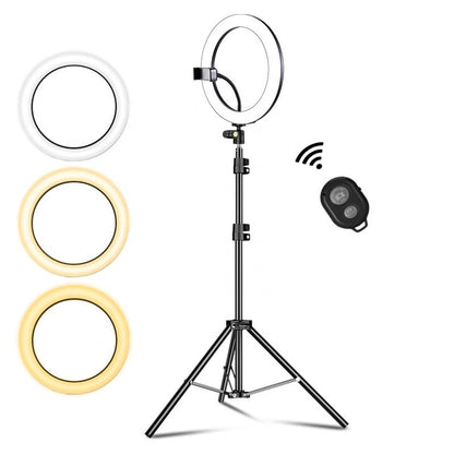 Lampa circulara Ring Light HOZRO, diametru 56cm/22" LED, lumina naturala/rece/calda, conectare USB, reglaj intensitate, suport telefon, Perfectă pentru Orice Situație HOZRO