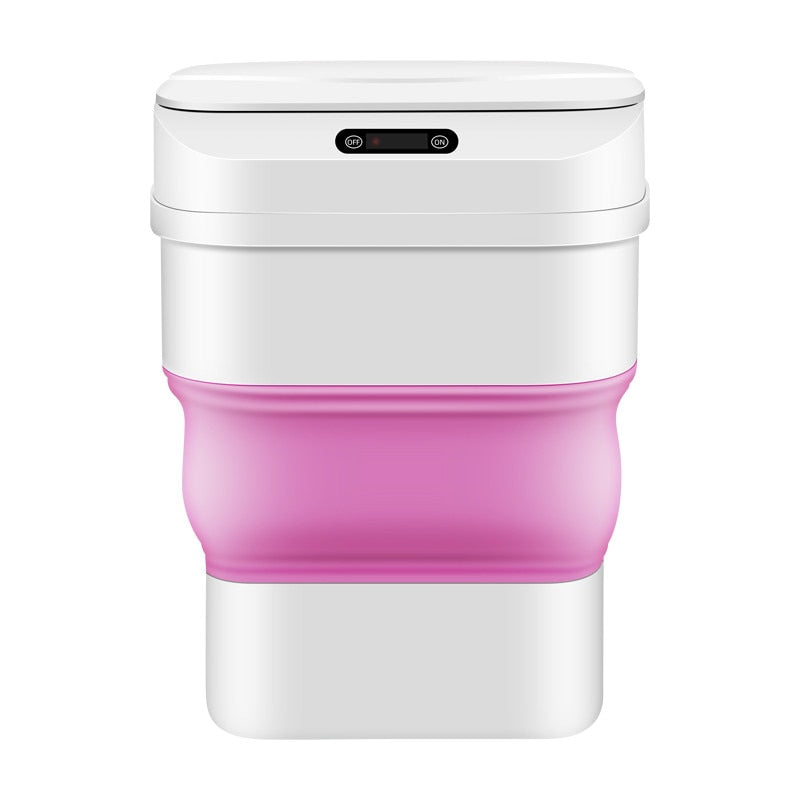 Cos inteligent,  Hozro , de gunoi electric Smart Trash Can, cu senzor de miscare, pliabil, 8 l-17.5 l, alb/albastru/roz HOZRO