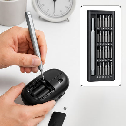 Set Șurubelnițe de Precizie 24 în 1 HOZRO, Trusă Magnetică Profesională cu Biți S2 Premium, Mini Unelte pentru Repararea Electronicelor, Telefon, Laptop, Consolă Jocuri, Ochelari, Ceasuri, Carcasă Aluminiu, Negru HOZRO