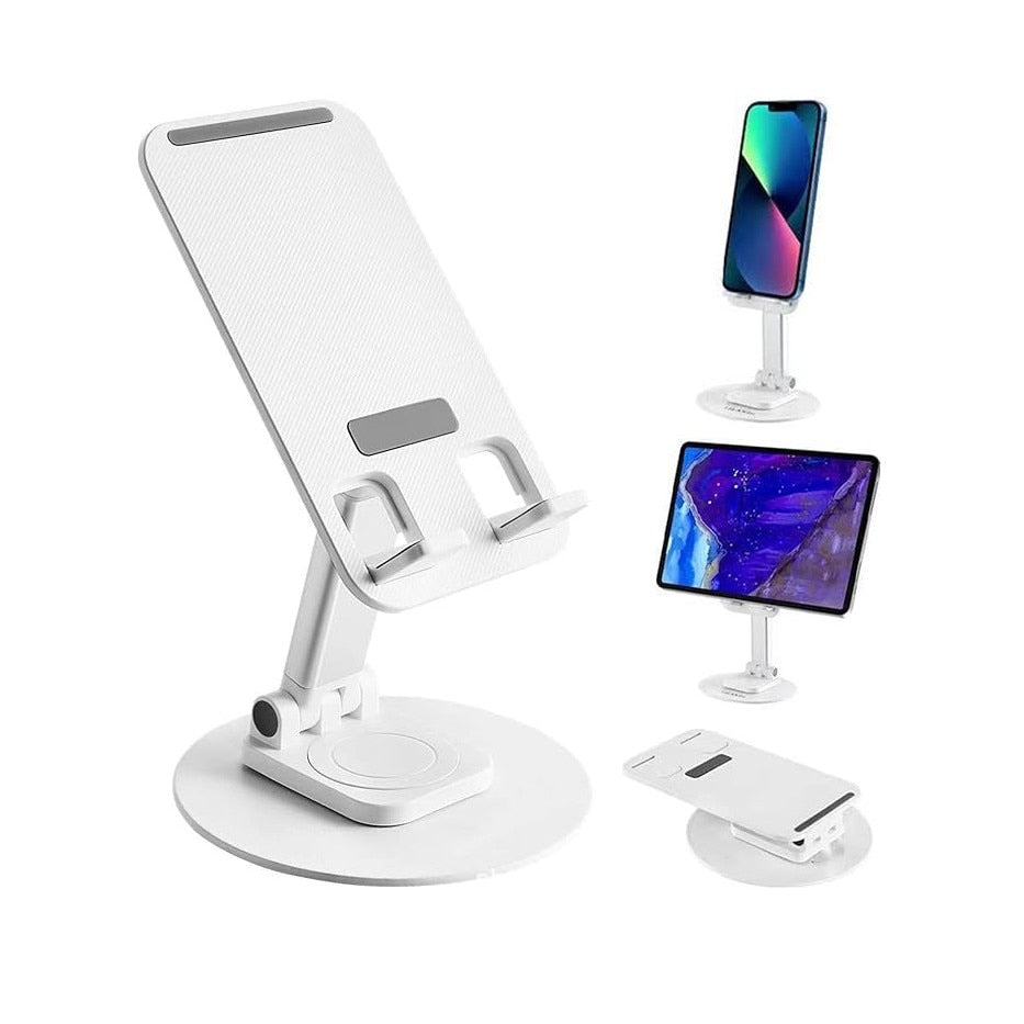 Suport de Birou pentru Telefon HOZRO – Rotire 360°, Reglabil și Pliabil, Alb HOZRO