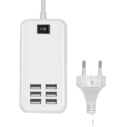 Încărcător 6 Hub USB Fast Charge HOZRO, 6 porturi, USB 5V 3A Adaptor de perete, Incarcare telefon mobil Universal, cu comutator ON/OFF HOZRO