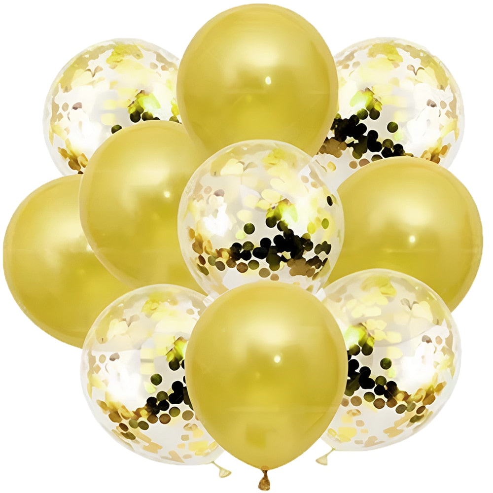 Set 10 baloane din latex confetii, Hozro®, diverse culori, 25 cm, Accesorii Elegante pentru Petreceri, Nuntă sau Evenimente Tematice, Material Rezistent HOZRO