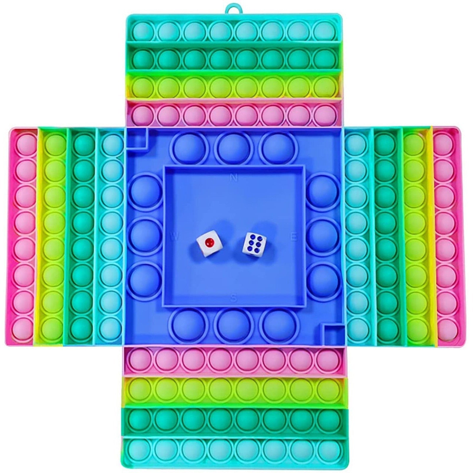 Jucarie Interactiva HOZRO, Pop It Plus cu zaruri, Dimensiuni Mari 25×30 cm, Multicolor – Antistres, Educativa si Amuzanta pentru Copii si Adulti, Flip It & Push On It HOZRO