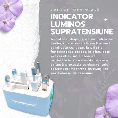 Adaptor Priză Universal Portabil Hozro | Compatibilitate Globală în Peste 150 de Țări, Protecție la Supratensiune și Indicator LED HOZRO