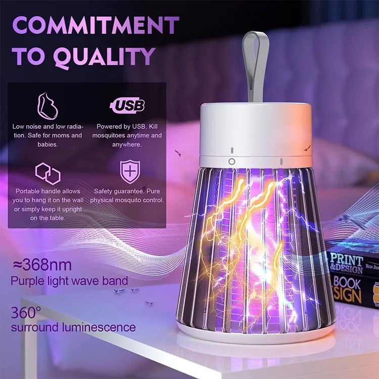 Lampa UV anti-insecte portabila HOZRO, incarcare USB, acumulator 1200mAh, curea pentru suspendare, suprafata acoperita 10 mp, culoare Alb/Gri HOZRO