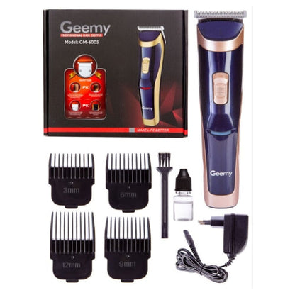 Masina de tuns HOZRO profesionala Gemei GM-6005, lame din otel inoxidabil,reincarcabil, ergonomic, set complet cu 4 capete interschimbabile BESTSELLS