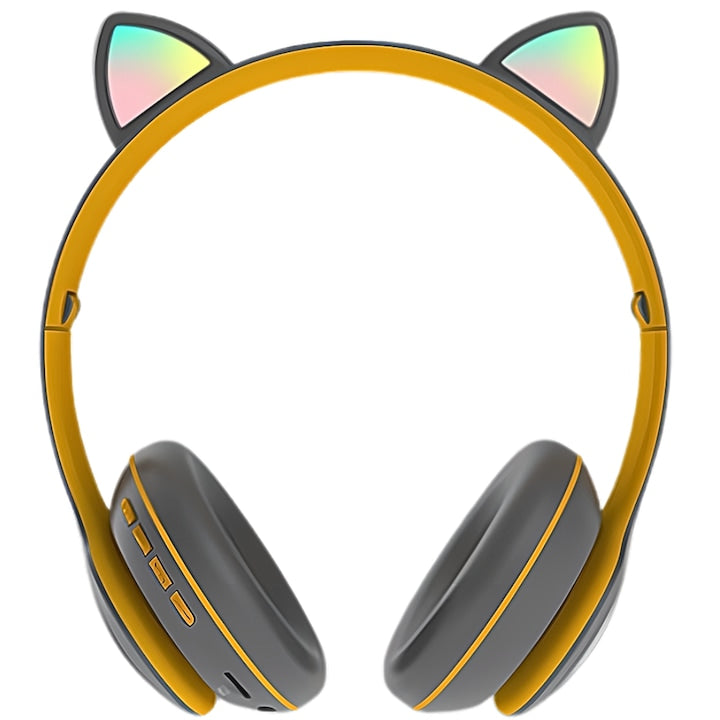 🎧 Căști Wireless HOZRO, Model Pisică VZN-66M – Sunet HiFi, Iluminare RGB, Bluetooth 5.0, Handsfree, Bass Stereo, LED, TF! 🐱 HOZRO