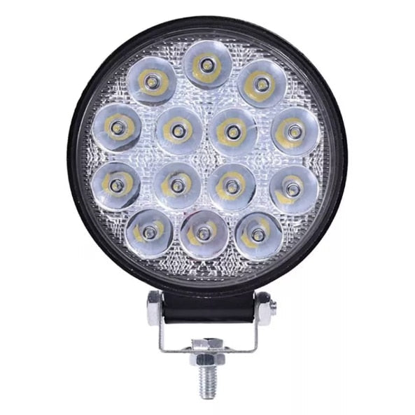 Lumină Profesională Hozro– Proiector LED auto, rotund, 42W, 14 leduri, pentru offroad, vanatoare, pescuit, utilaje,  Iluminare Puternica HOZRO