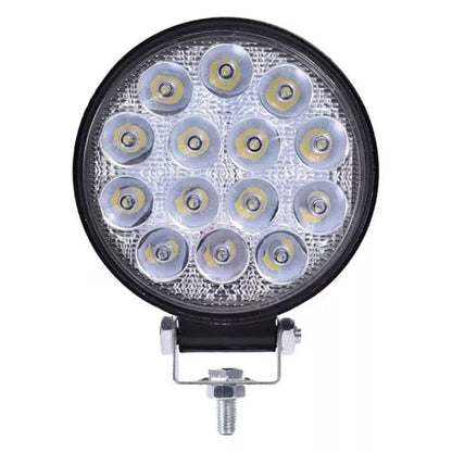 Lumină Profesională Hozro– Proiector LED auto, rotund, 42W, 14 leduri, pentru offroad, vanatoare, pescuit, utilaje,  Iluminare Puternica HOZRO
