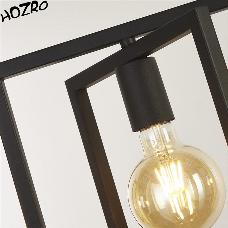 Lustra tip Pendul HOZRO, 4 Becuri, Metal, Suport liniar, Design modern, rafinat, Negru HOZRO