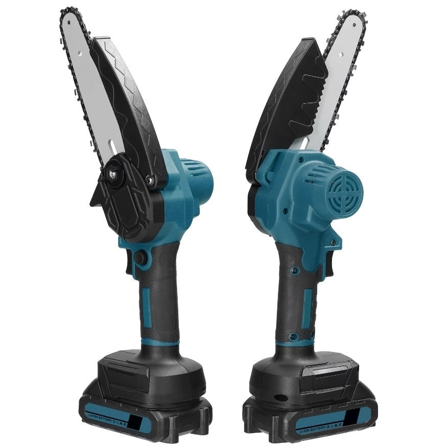 Mini fierastrau electric / mini drujba cu lant, Reincarcabila, protectie mana HOZRO, 21V, lungime lama 19 cm, 2 acumulatori BESTSELLS