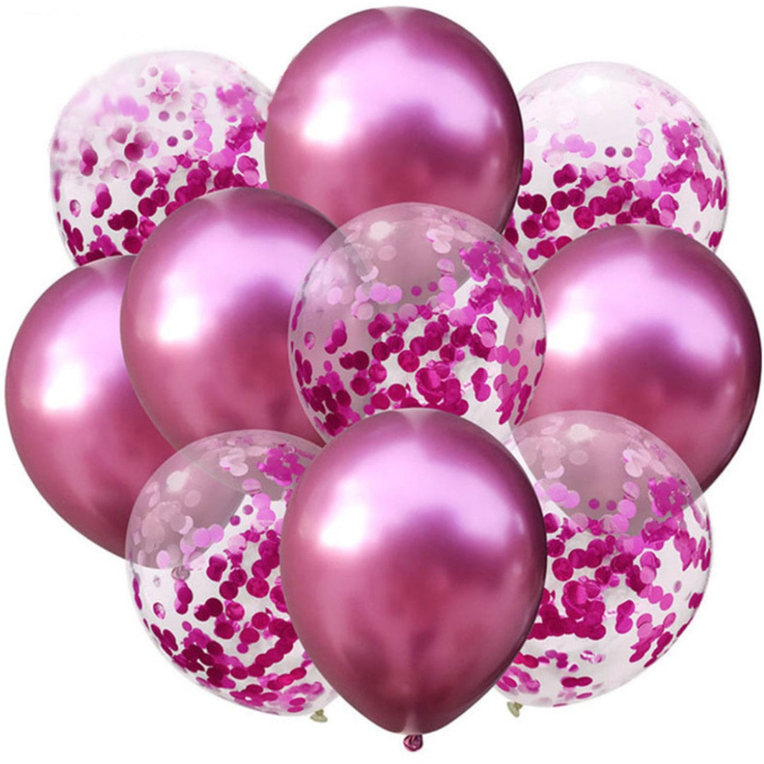 Set 10 baloane din latex confetii, Hozro®, diverse culori, 25 cm, Accesorii Elegante pentru Petreceri, Nuntă sau Evenimente Tematice, Material Rezistent HOZRO
