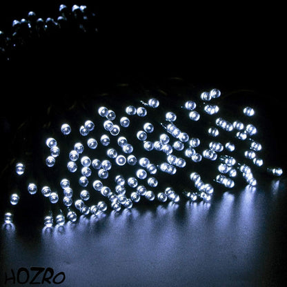 Instalatie cu Panou Solar de Craciun, HOZRO, 100 LED-uri, 10 Metri– Pentru Exterior si Interior, Economie de Energie si Atmosfera de Sarbatoare Magica HOZRO