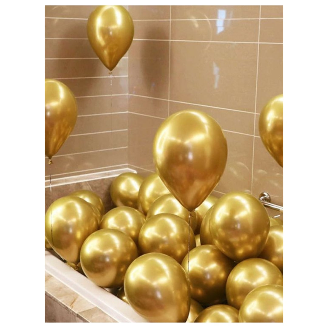 Set baloane din latex, Hozro®, Gold, 25 cm, Accesorii Elegante pentru Petreceri, Nuntă sau Evenimente Tematice, Material Rezistent HOZRO