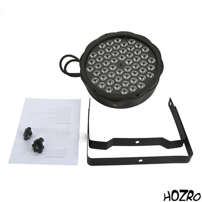 Lumină de Scenă Profesională, Proiector – 54 LED-uri Puternice RGB, HOZRO, LED Flat PAR Light, Efecte Multicolore Dinamice, Iluminare Puternica pentru DJ, Club, Scena sau Evenimente HOZRO