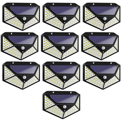 Lampa Solara HOZRO, SH 100, 100 LED-uri, Iluminare de 1000 Lumen, Senzor de Miscare si Lumina, Baterie Reincarcabila 2200mAh, Design Modern, Negru HOZRO
