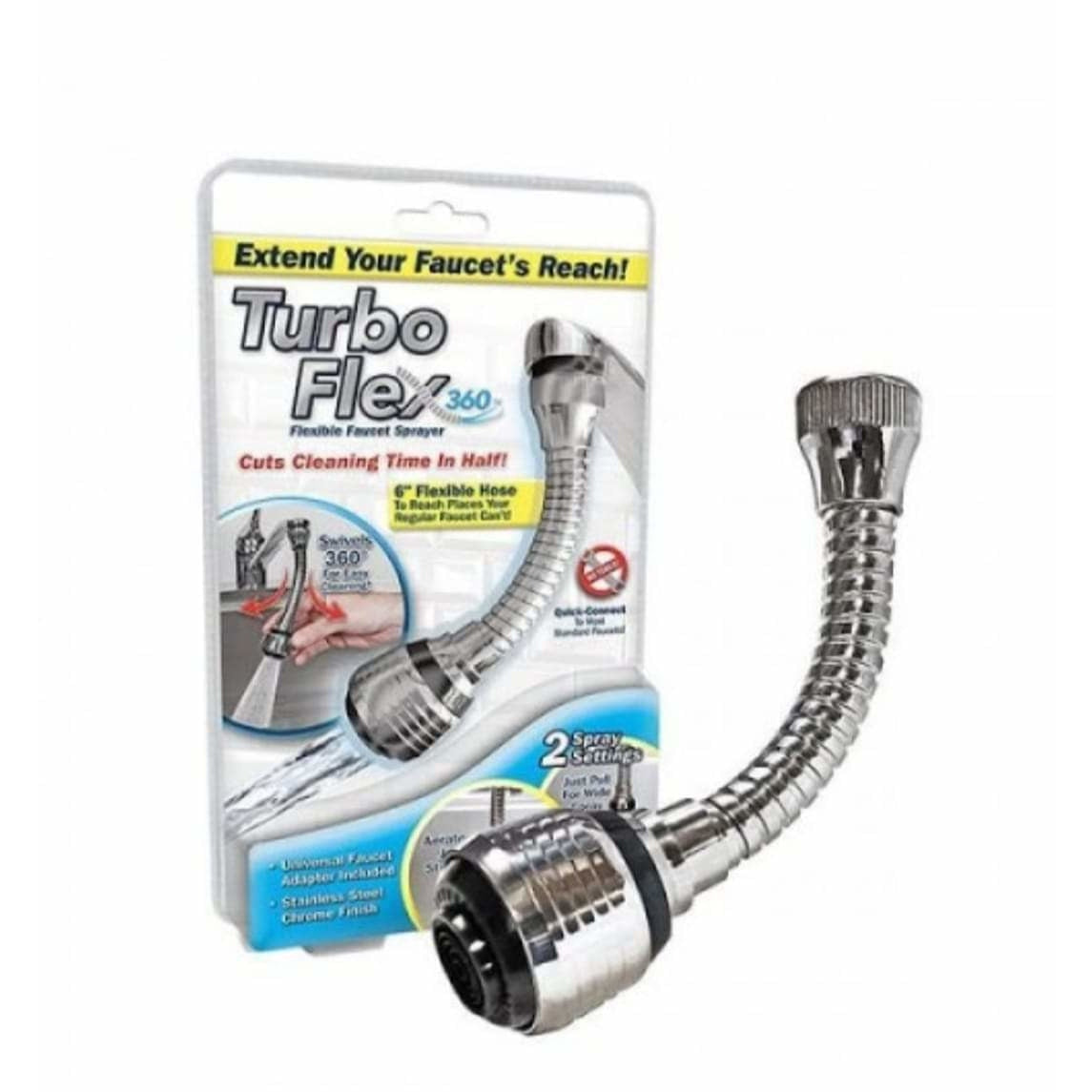 🚰 Cap de Robinet Universal și Flexibil HOZRO TurboFlex – Rotire 360°, Lungime 15 cm, Inox Premium HOZRO