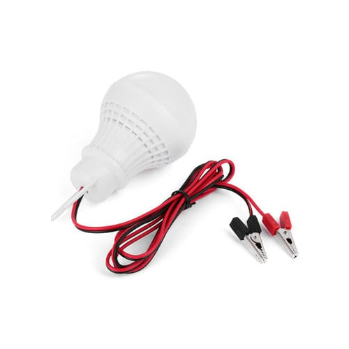 Bec LED 12V Hozro, 7W, cu Cablu și Clești pentru Baterie Auto, Glob Mat din Plastic HOZRO