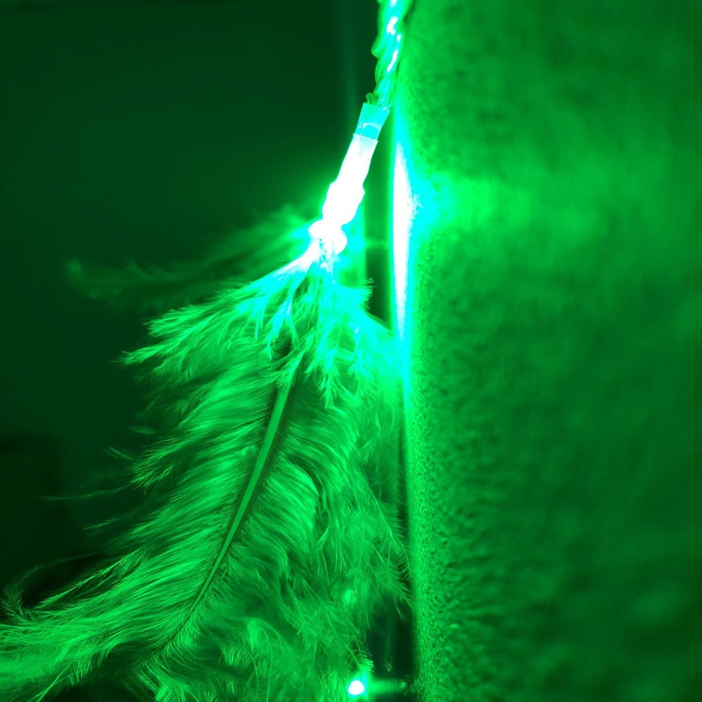 🪶 Instalație Decorativă Premium Hozro – 20 LED-uri cu Pene, 3.5m, Albastru sau Verde Magic HOZRO