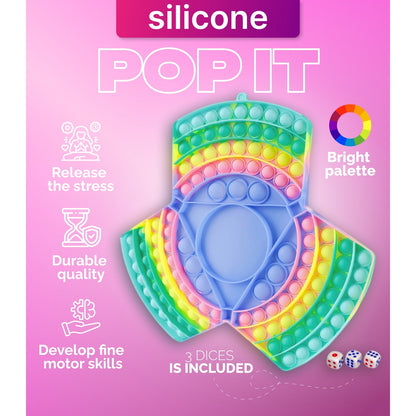 Joc Interactiv Senzorial HOZRO, Pop It cu 2 Zaruri, Dimensiune 27 × 27 cm – Jucarie Antistres Multicolora, Educativa si Amuzanta pentru Copii si Adulti HOZRO