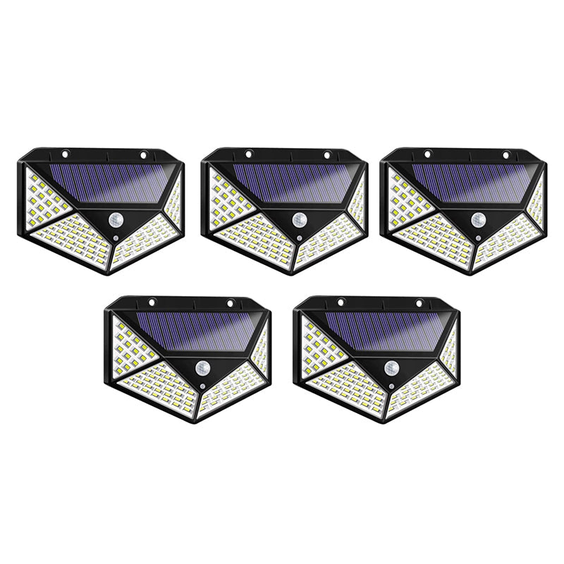 Lampa Solara HOZRO, SH 100, 100 LED-uri, Iluminare de 1000 Lumen, Senzor de Miscare si Lumina, Baterie Reincarcabila 2200mAh, Design Modern, Negru HOZRO