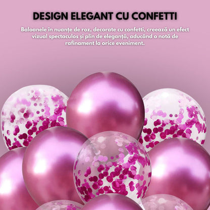 Set 15 baloane din latex confetii, Hozro®, diverse culori, 25 cm, Accesorii Elegante pentru Petreceri, Nuntă sau Evenimente Tematice, Material Rezistent HOZRO