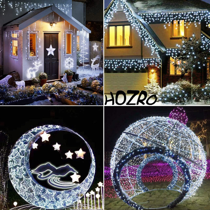 Instalatie cu Panou Solar de Craciun, HOZRO, 100 LED-uri, 10 Metri– Pentru Exterior si Interior, Economie de Energie si Atmosfera de Sarbatoare Magica HOZRO