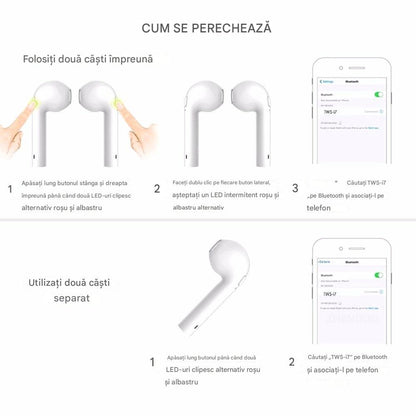 Căști Audio True Wireless HOZRO i18 Premium – In-Ear, Sunet HiFi 3D, Microfon Încorporat și Dock de Încărcare, Disponibile în Diverse Culori HOZRO