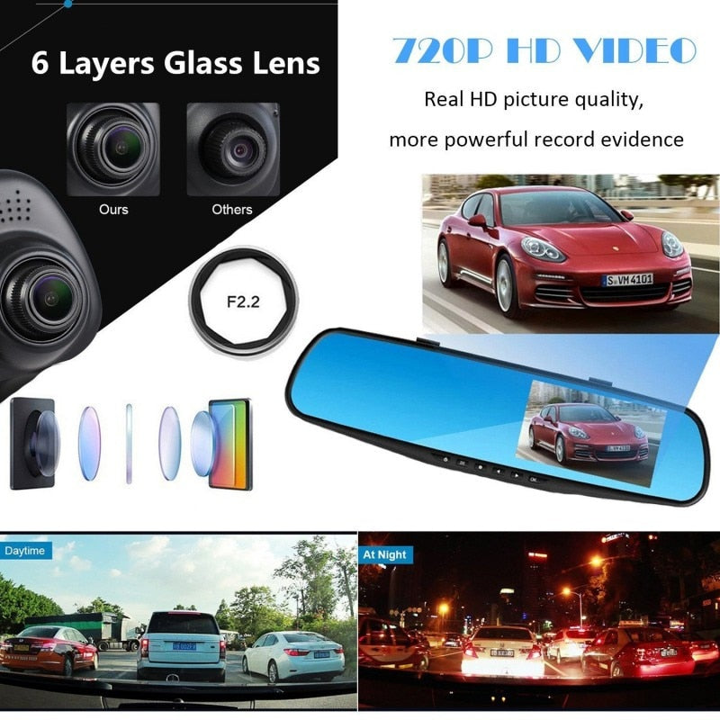 Camera Auto Oglinda HOZRO®, Display 4", Full HD 1080P Night Vision, Senzor De Miscare HOZRO