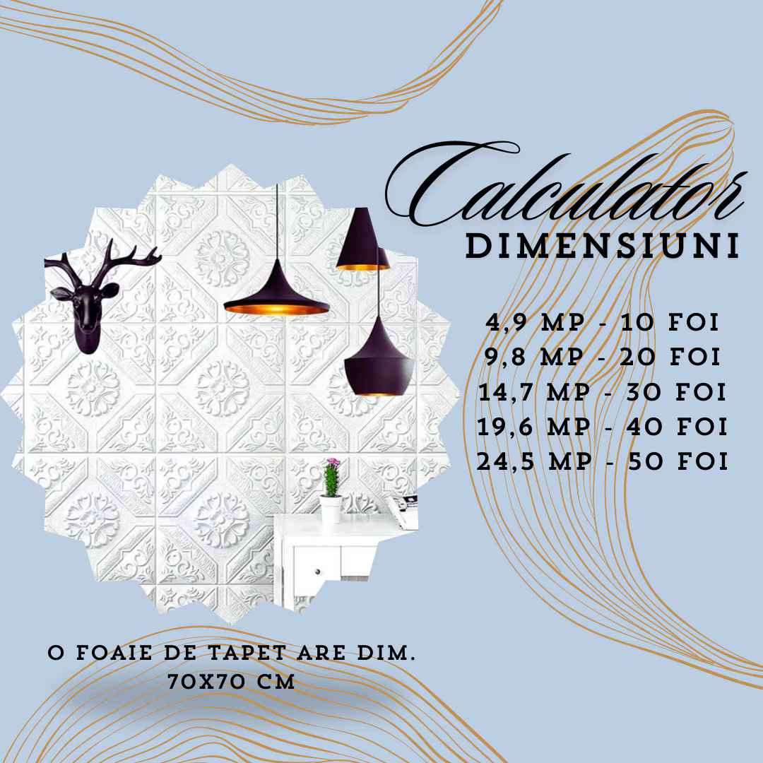 Tapet 3D autoadeziv HOZRO, Model Placa Romburi, perete/tavan, waterproof, usor de montat, design modern, 70x70 cm, alb, TAPET 9 HOZRO
