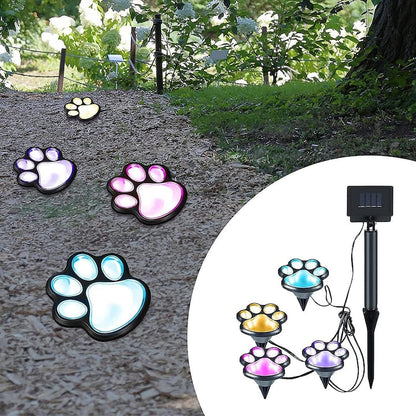 Set 4 Lămpi Solare pentru Exterior HOZRO, Design Lăbuțe Animale, Rezistente la Intemperii, Dimensiuni 9x9 cm, Lumină Albă, Autonomie Mare BESTSELLS