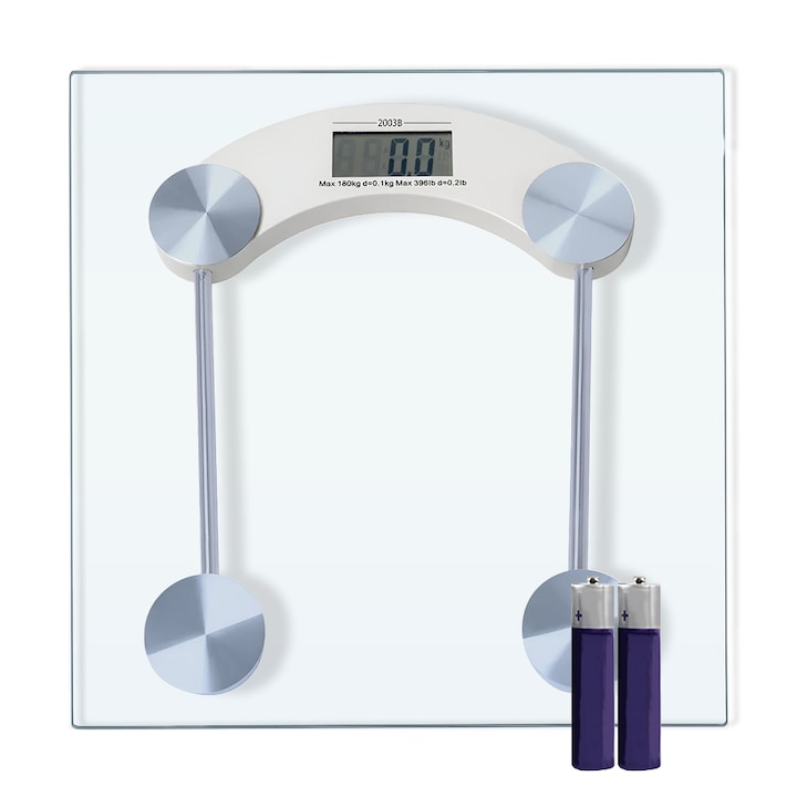 Cântar de Baie, Electronic Corporal HOZRO®, afisaj digital, precizie ridicata, senzori de greutate, conversie la unitate, capacitate de 150 kg, transparent HOZRO