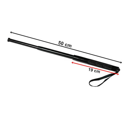 Baston Telescopic Hozro – Oțel, 3 Segmente, Mâner Metal Antiderapant, HOZRO