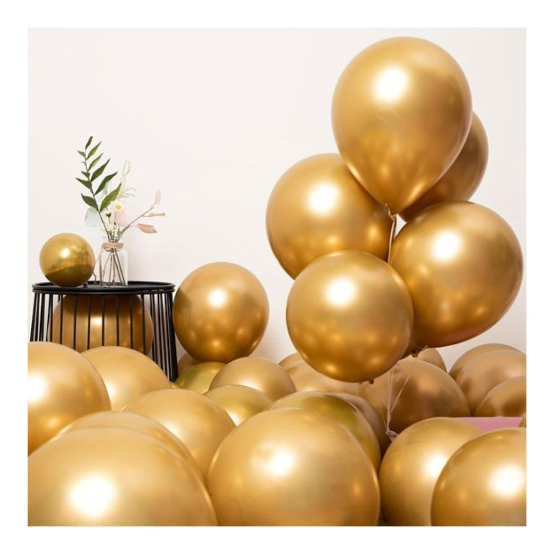 Set baloane din latex, Hozro®, Gold, 25 cm, Accesorii Elegante pentru Petreceri, Nuntă sau Evenimente Tematice, Material Rezistent HOZRO