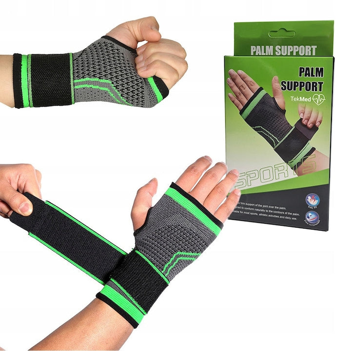 Orteza Hozro Pentru Incheietura Mana, Elastica, Ideala Pentru Activitati Sportive si Casnice, Tricot Respirabil, Banda Velcro, Negru / Verde, Marime Universala HOZRO
