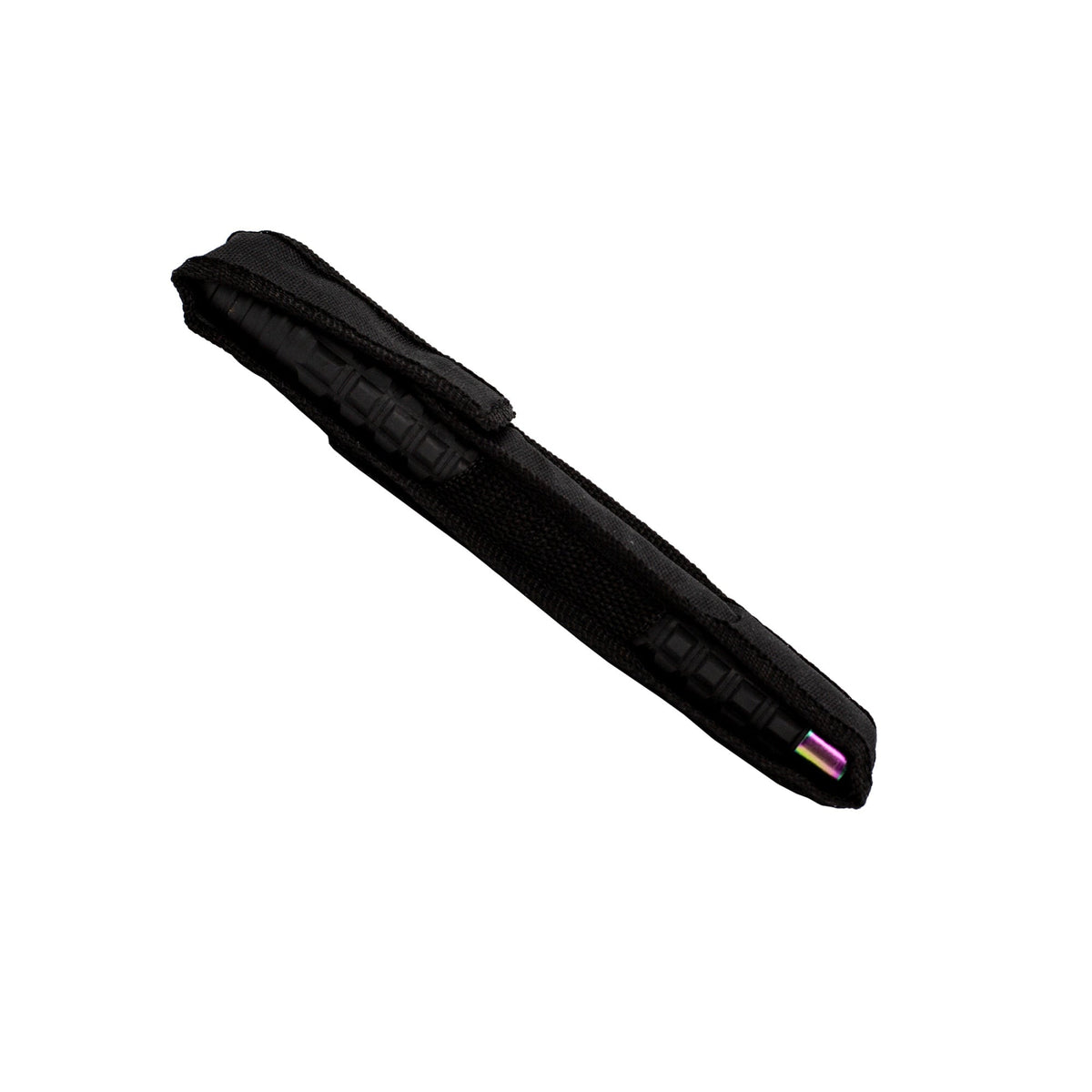 Baston telescopic Hozro profesional Eagle din otel inoxidabil, maner cauciucat zimtat, 66 cm, 3 segmnete, fade, husa cu prindere la curea si cutie HOZRO