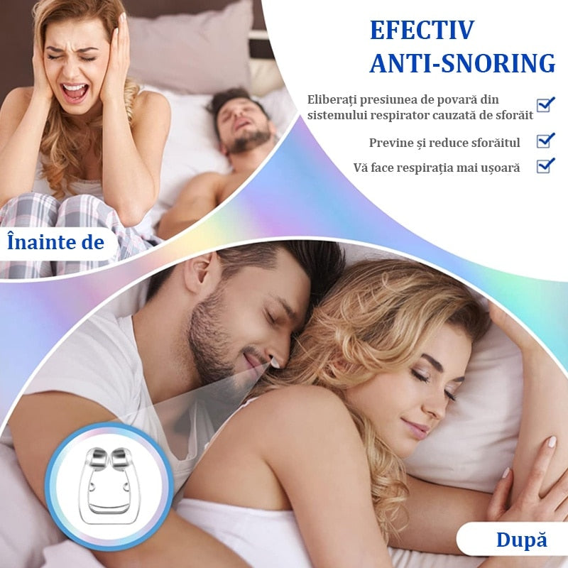 😴 Clips Magnetic Anti-Sforăit Hozro – Silicon Premium, Transparent, cu Etui Igienic Inclus HOZRO