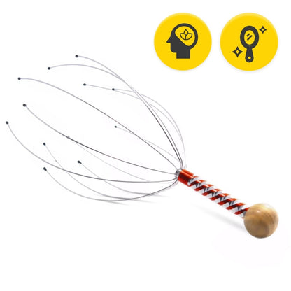 Dispozitiv pentru Masajul Capului HOZRO- Functie Masaj Capilar, 20x8.5 cm, Galben/Argintiu HOZRO